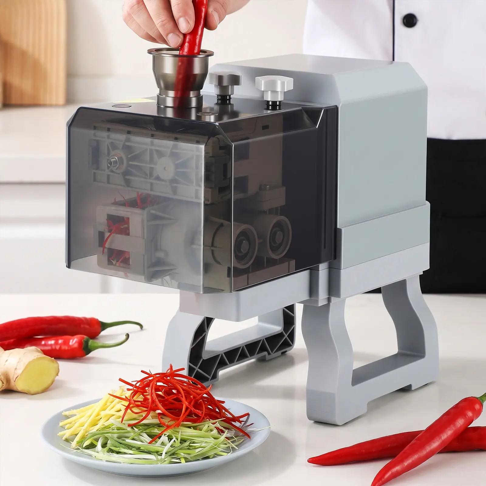 Julienning Machine 200W 5x Faster ABS 304 Stainless Steel Food-Grade Silicone O-Ring 2.3mm Slicing 24x32x45cm Compact Design for Restaurant Kitchen Food Truck Hotel Banquets Home Cooking