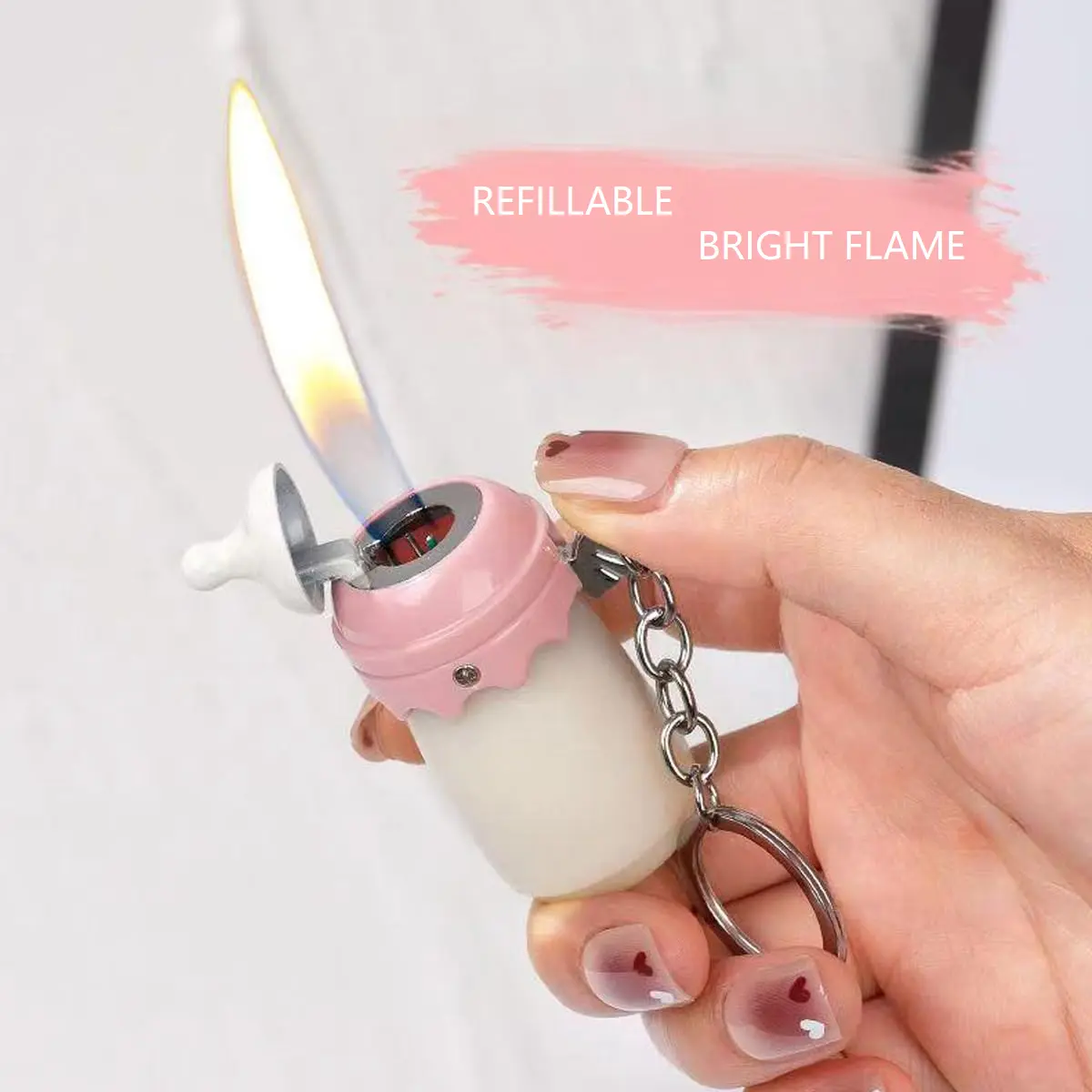 (Not including butane gas) (No Butane) Creative Bottle Shape Lighter, Visible Gas Window, Open Flame Windproof Lighter, Portable And Small, Adjustable Flame, Rechargeable, For Fireplace, Candle Lighting, Wedding, Cooking