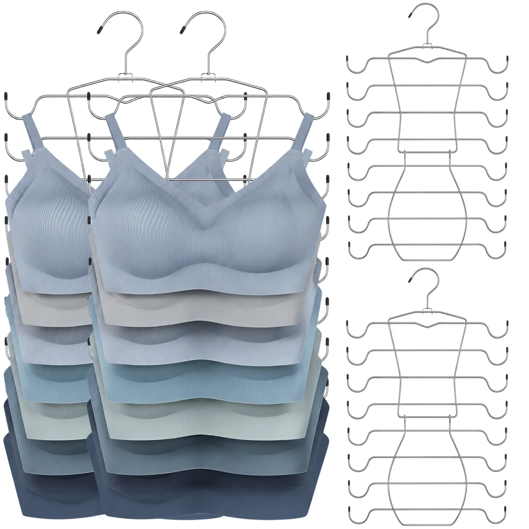 LMMAKE 4PCS Sturdy Metal 8-Tier Bra Hangers with Hooks, Small Room Home Organizer, Smooth-Edged Closet Storage for Bra Storage & Wrinkle-Free Garment Hanging