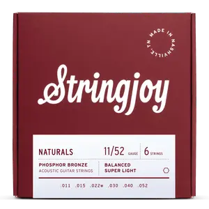 Stringjoy 11-52 Super Light Gauge Naturals - Phosphor Bronze Acoustic Guitar Strings