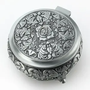 Sinzyo Round Emboss Alloy Metal Music Box Wind Up Antique Jewelry Musical Boxes Christmas Birthday Valentine's Day Gifts Plays Anastasia-Once upon a december