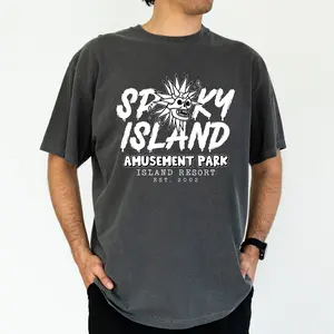 ChicCotton Spooky Season Comfort Colors Shirt, Halloween Park Men T-shirt, Halloween Movie Lover Graphic Tee For Men, Summerween Men Clothing