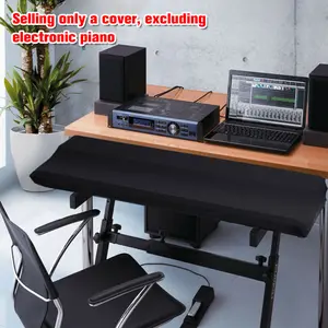 Piano Keyboard Cover, Premium Stretchable  Digital Piano Dust Cover  Compatible with Most 61-88 Key Models Electronic Keyboard, Digital Piano Black