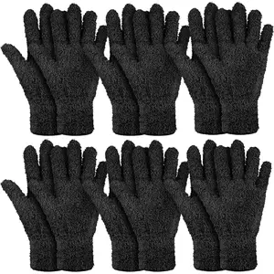 6 Pairs Microfiber Dusting Gloves, Dusting Cleaning Gloves Microfiber Gloves for Plants House Blinds Car Dust Mitt (Fresh Color,Medium)
