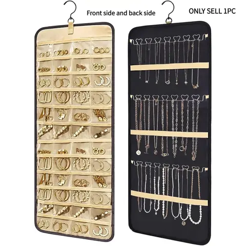 Jewelry Storage Bag, 1 Count Double Sided Jewelry Organizer, Dustproof Organizers Durable Storage Organizer Jewelry Storage Bag for Earrings, Bracelet, Necklace, Ring, Home Organizer, Jewelry Storage Unit, Home Organiser