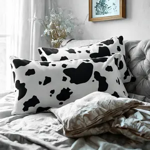 2 Soft brushed microfiber pillowcases, black and white pattern, envelope sealing