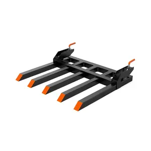 Clamp on Debris Forks Fits 48'' Bucket, 2500 lbs Heavy Duty Quick Attach Pallet Forks with 5 Tines,for Tractor Accessories for Tractor Loader Skid Steer