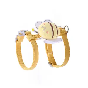 Cat Harness and Leash Set with Bee Light, Corduroy Material, Anti-Escape Adjustable Design, Strong Buckle, Easy to Wear, Secure, Rechargeable Chirping Flapping Bird Toy (Wholesale for Pet Lovers)