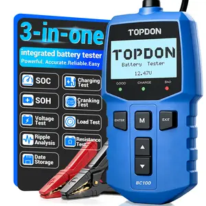 TOPDON BC100 12V Car Battery Tester - 100-2000 CCA Safe Automotive Load Tester, 2026 New Upgraded Alternator & Charging Cranking System Diagnostic Tool for Car, Truck, Motorcycle，2026 New Arrival summervibes☀️