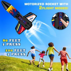 Electric Rocket Launcher Toy with Parachute, 2 Flight Modes, Rechargeable Multifunction Outdoor Flying Toy for Kids, Stem Space Gift, Includes Box and Battery