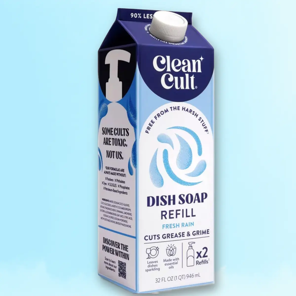 Cleancult Liquid Dish Soap Refill - Fresh Rain - 32 fl oz