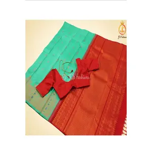 Pure Kanchipuram Silk Saree with Stitched Blouse