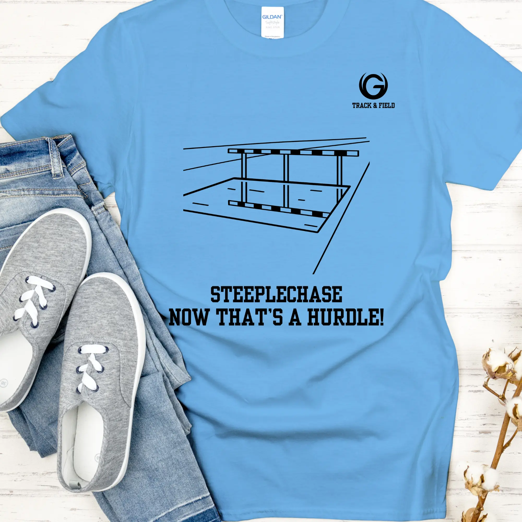 Steeplechase Water Barrier Graphic Tee | "Now That's a Hurdle" Track & Field