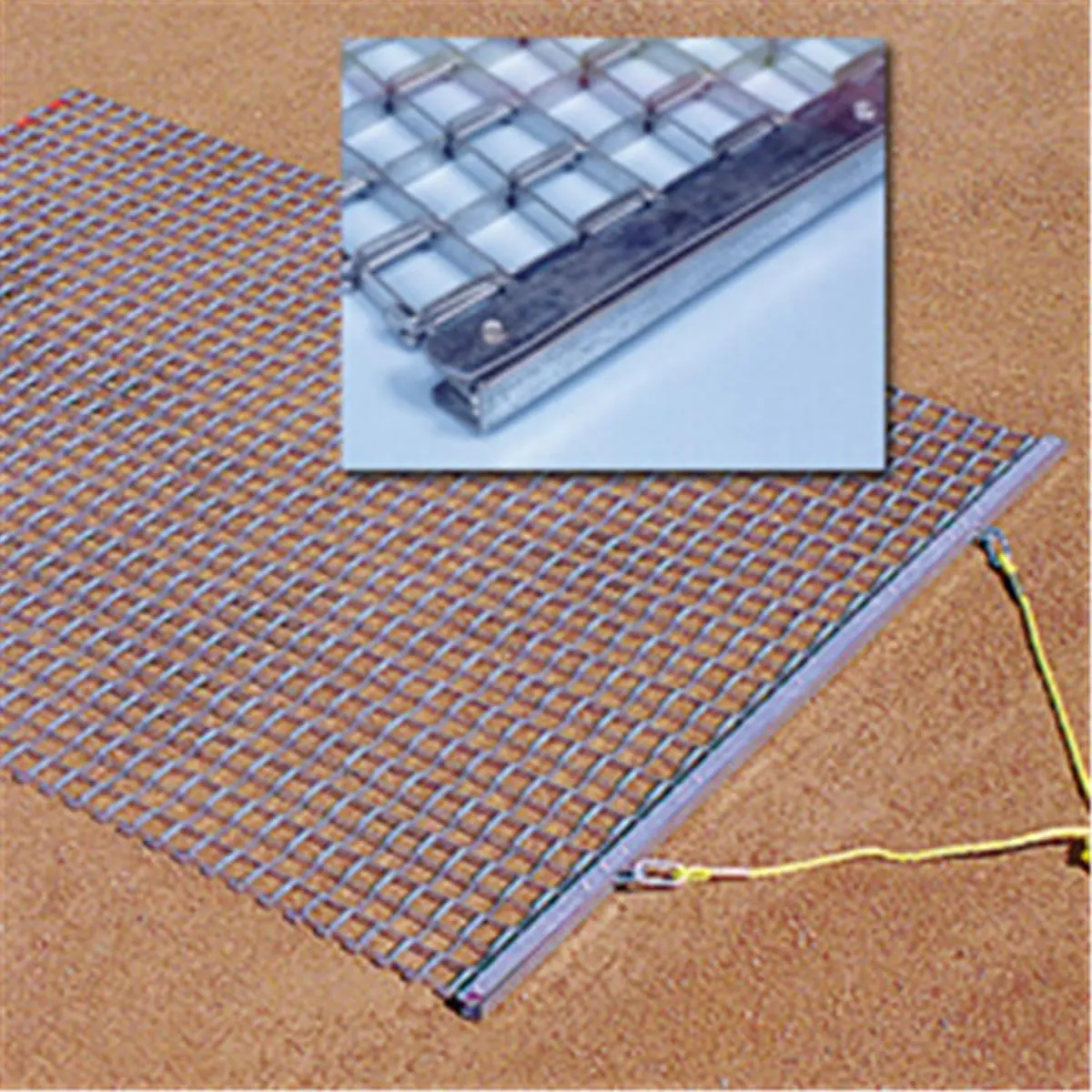 Keystone Manf. All-Steel 3x5 Drag Mat - 3ft Wide Baseball-Softball Field Maintenance Tool with Drag Bar, Rope for Field Upkeep, Drag Bar And Rope