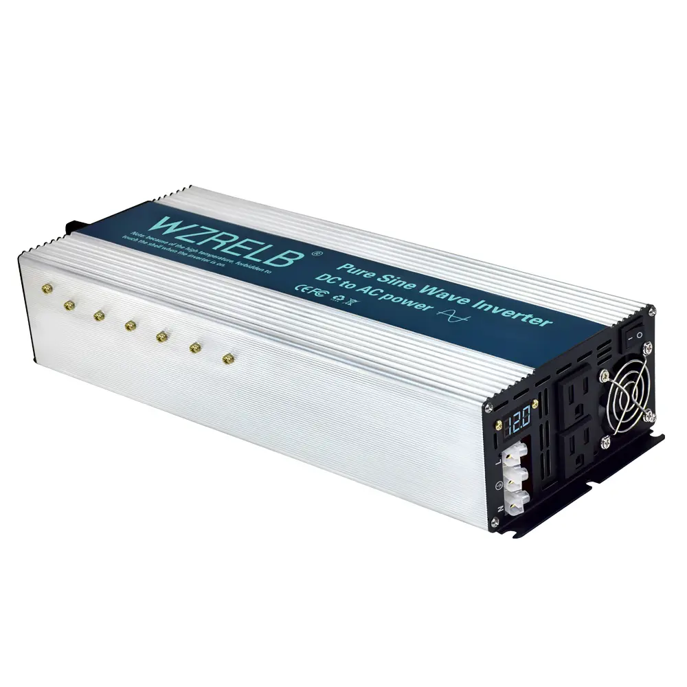 WZRELB SE-4000 4000W Energy Efficient Home Solar Inverter - 8000W Peak, 12v/24v/36v/48vDC to 110/120vac, LED Display, 2 US Sockets, Manual, Short Circuit/Overload Protection, Battery Cable, for Off Grid Home/Emergency Kits