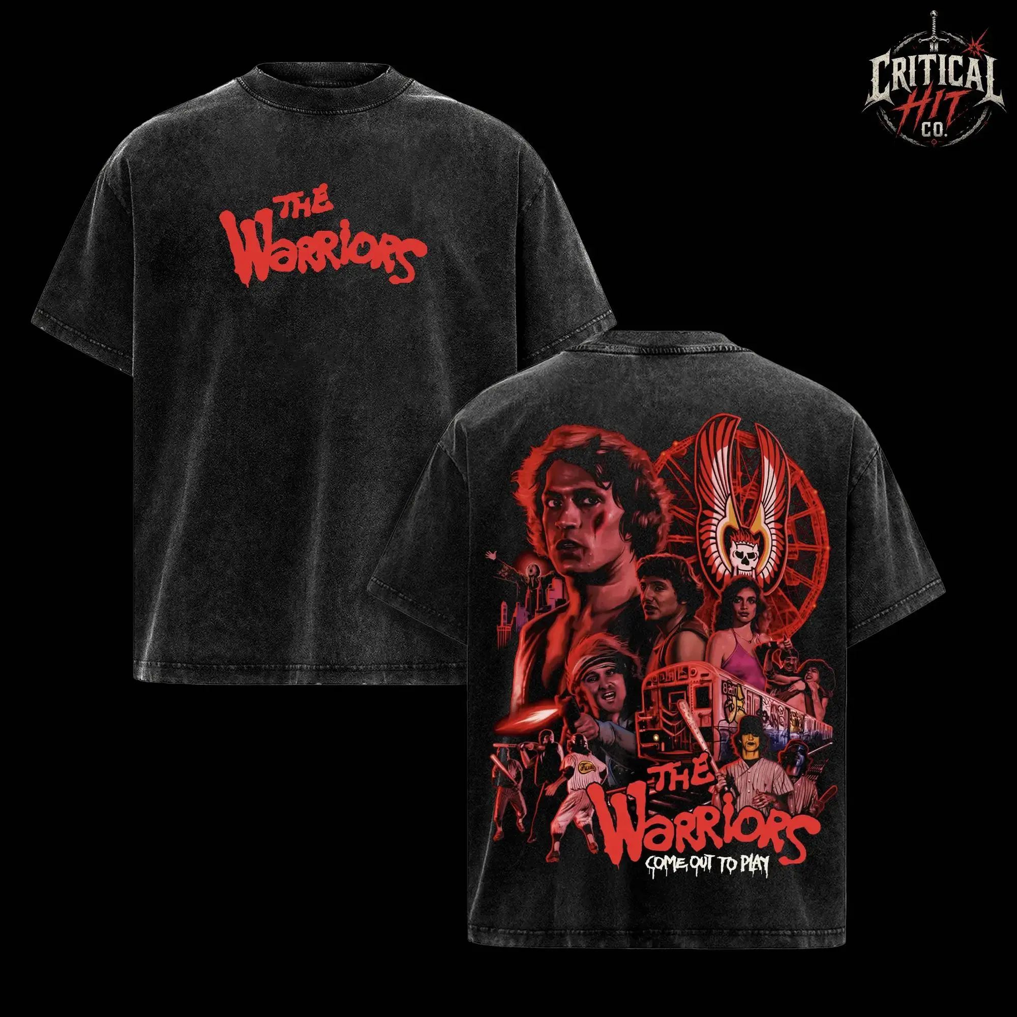 Women's The Warriors Vintage Washed Oversized Short-Sleeve T-Shirt - 70s Movie Graphic Silky Cloth Garment, Retro Cult Classic Action Film Streetwear, Heavyweight Cotton Unisex Day Gift for Film Lovers