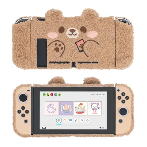 GeekShare Cute Plush Gaming Console Case Cover with Protector for Nintendo Switch/NS OLED - High Quality Material, Shockproof, Anti-Scratch, Anti-Fingerprint, Exact Cutouts, 1 Switch Playstand, Birthday Gift Accessory