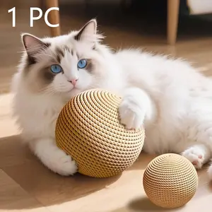 Multi-Color Cat Hemp Ball, Durable Chewable Sound-Making Toy, Battery-Free, Indoor Outdoor Play, Stress Relief, Suitable for All Sizes