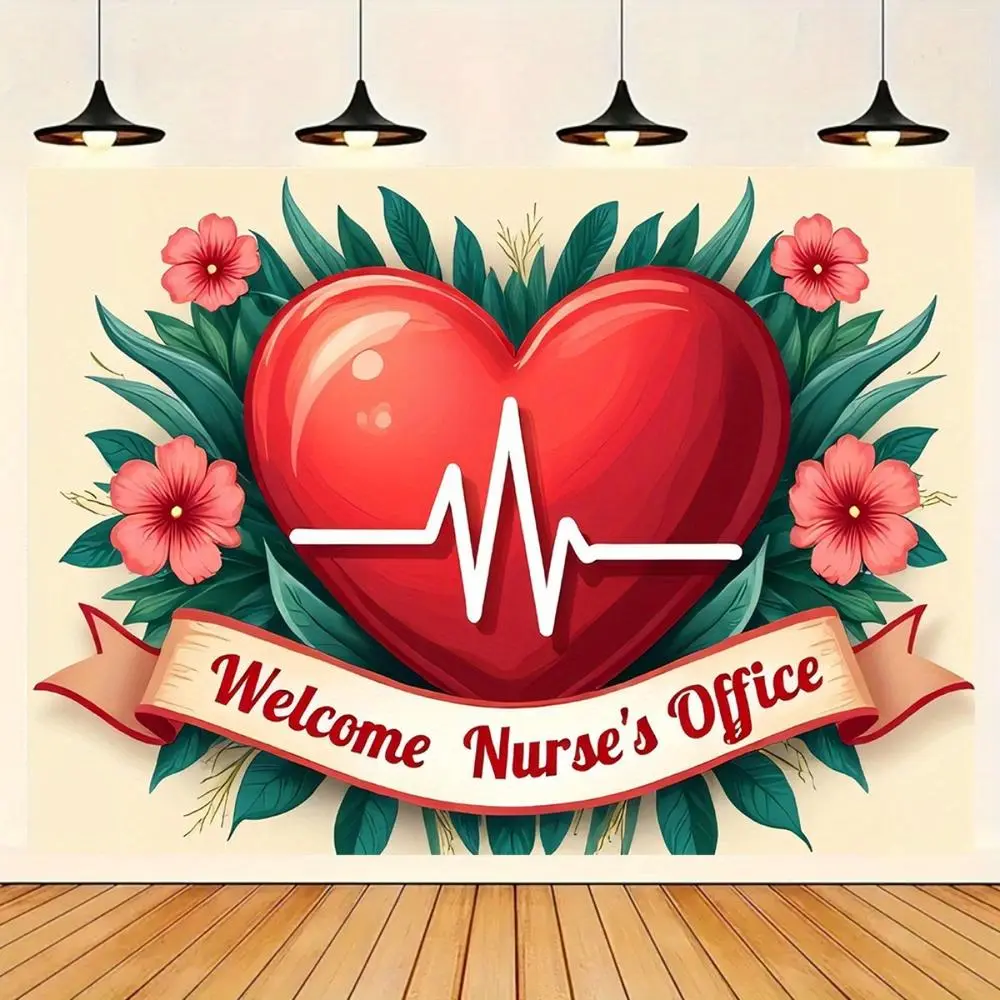 1pc Polyester Nurse Day Backdrop Banner - Party Decoration Supplies for Outdoor Festive Events, Live Streaming Background