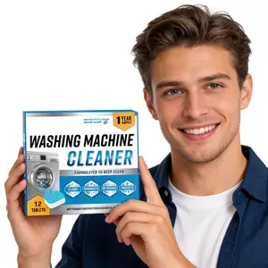 Washing Machine Cleaner Descaler 12Pack - Washing Machine Cleaner Tablets 12 Pack - Deep Cleaning Tablets for Front & Top Load, Works With HE Washers, Removes Residue, Odor & Pet Hair