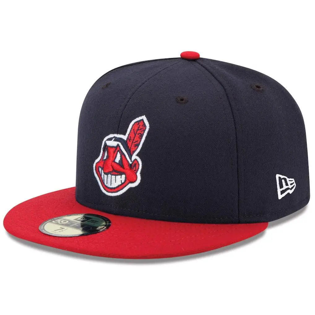 Men's Cleveland Indians New Era Navy/Red Home Authentic Collection On Field 59FIFTY Fitted Hat