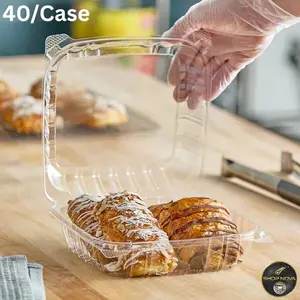 Dart C90PST1 Clear Seal Hinged Lid Plastic Container 8 1/4" x 8 1/4" x 3" Leakproof & Standard-sized - 40/Case