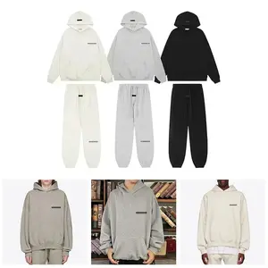 22SS Luxury Design Men's Hoodies Back Two Row Flocked Letter Logo Hoodies Designer Brand Men's High Street Oversized Hoodie Sets