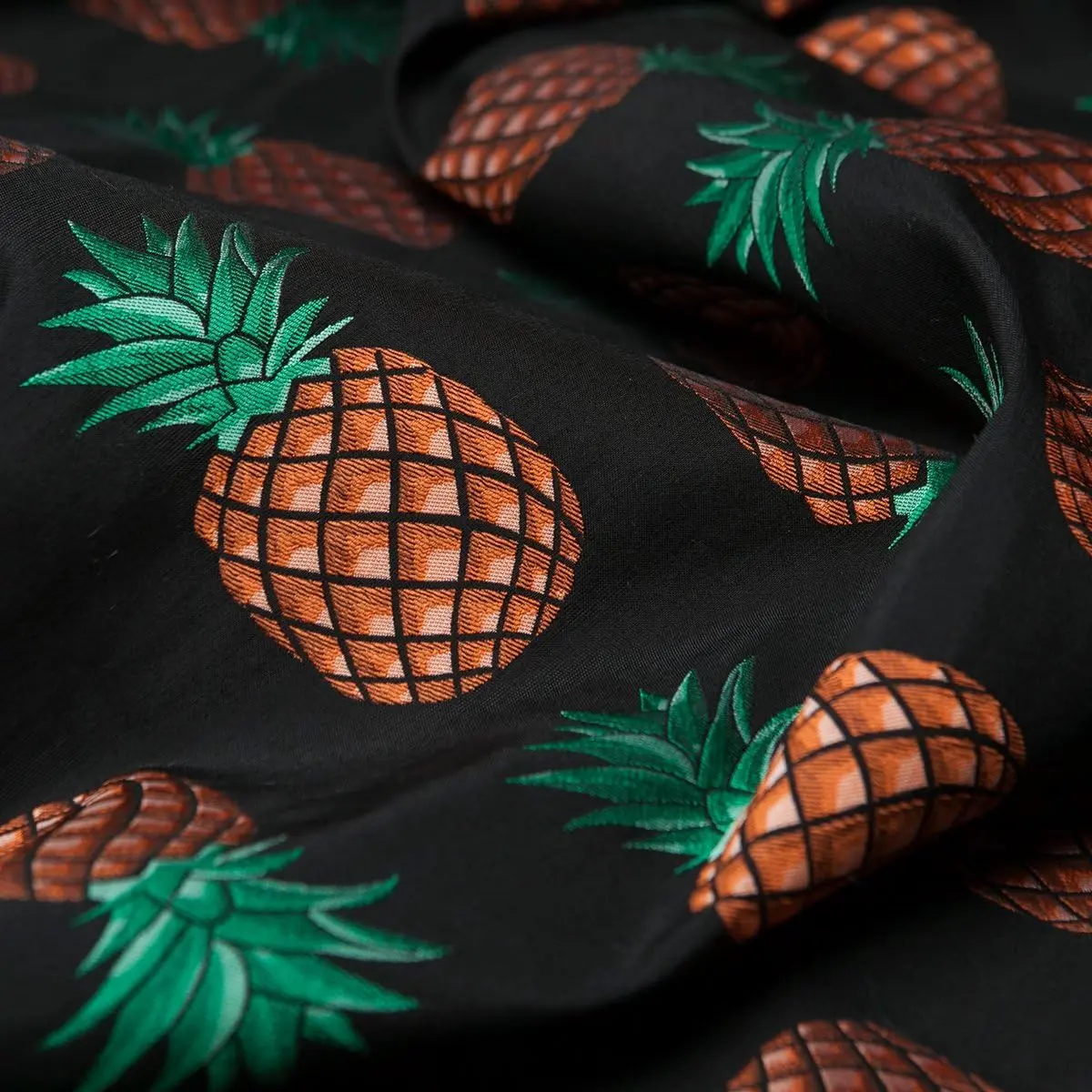 High-End Custom Fashion Embroidered Pineapple Pattern Fabric, Ideal for Jackets Coats Dresses, Width 63 Inches, Sold by Meter