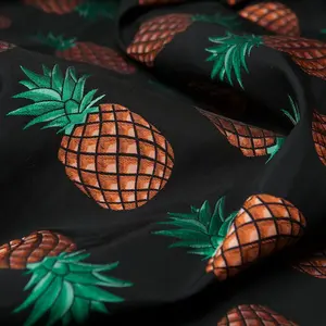 High-End Custom Fashion Embroidered Pineapple Pattern Fabric, Ideal for Jackets Coats Dresses, Width 63 Inches, Sold by Meter