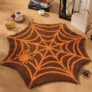Spider Web Carpet, Halloween Gothic Decorative Fluffy Rug, Soft Fluffy Room Living Room Mat, Perfect for Holiday Decoration Gift