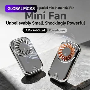 Mini Fan 11000RPM, Handheld Fan Powerful 5-Speed Portable Small Personal Fan, USB Rechargeable Pocket Fan with Mirror Finish, Ultra-Light 55g Adjustable Cooling Fan for Travel Office Gym, Silver/Orange