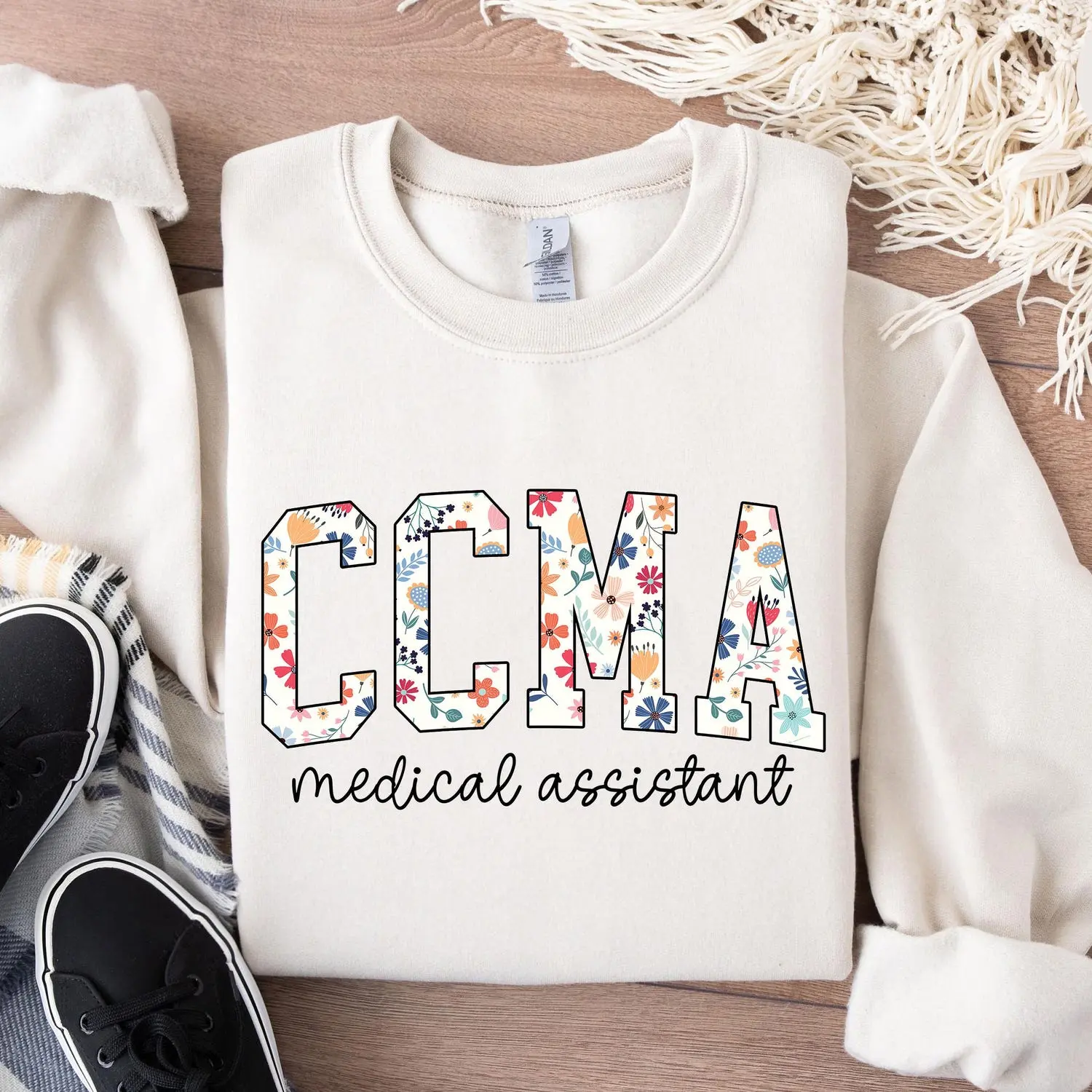 Floral CCMA Nurse Sweatshirt, Custom CCMA Nurse Shirt, CCMA Nurse Gift, Nurse Appreciation Gift, Certified Clinical Medical Assistant C