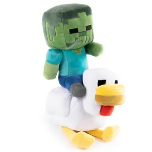 Jay Franco Minecraft Fuzzy Pillow Buddy Featuring Wolf, Tuxedo Cat, Axolotl and Chicken Jockey