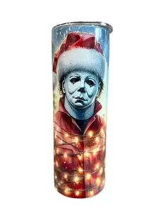 Michael Myers Christmas - 20oz oz 20 oz. 20oz. - Skinny Straight Sublimation Tumbler - Amy's Tumbler Junkies - Your Favorite Tumbler Shop!