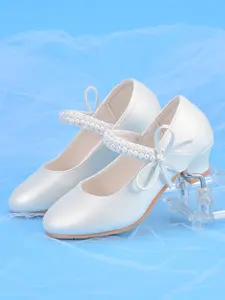 Girls' princess shoes, white high heels, women's children's dress, fashion show, banquet shoes