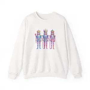 Retro Nutcracker Christmas Sweatshirt | Iridescent Holiday Crewneck | Cozy Fleece-Lined Unisex Sweater | Vintage Christmas Apparel | Gift for Women, Men, Family, Friends & Kids