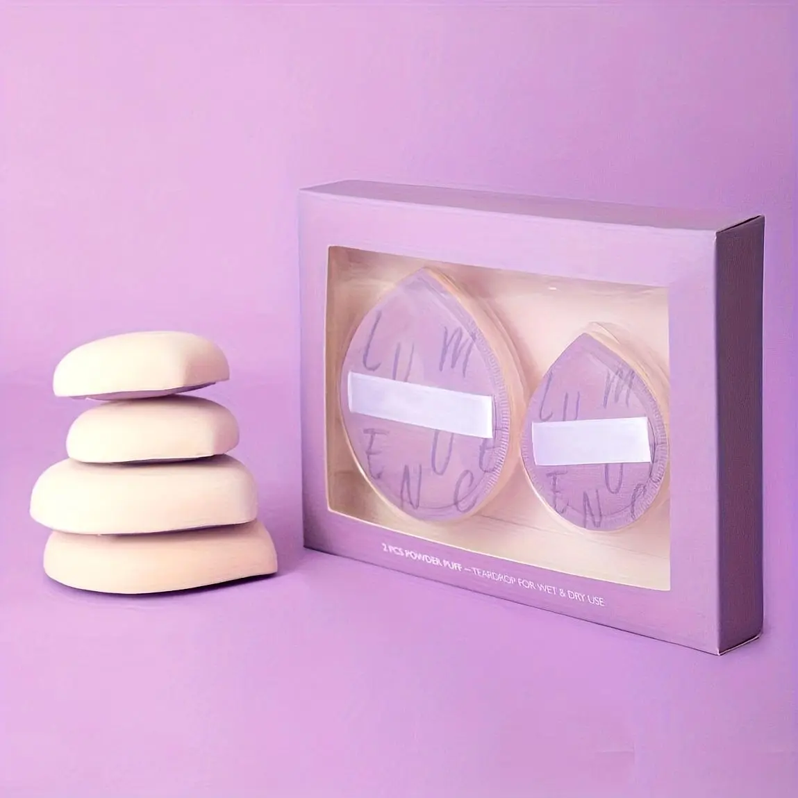 2PCS Cost-Effective Reusable Makeup Powder Puffs - 2 Sizes (1 Large, 1 Small), Soft Sensitive Safe Hypoallergenic Puffs for Daily Makeup, Setting Powder, Flawless Blend & Natural Airbrushed Finish (All Skin Types)