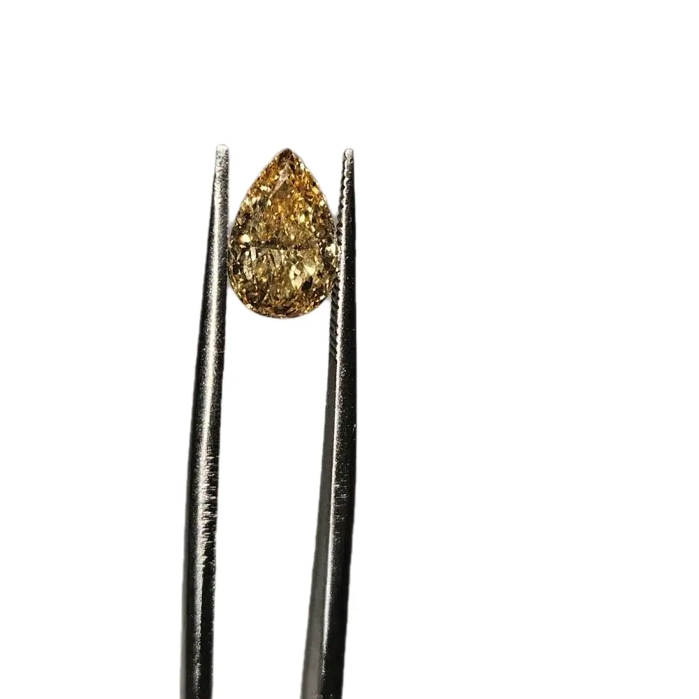 Fancy Vivid Yellow Pear Modified Brilliant Lab Grown Diamond VS1 Clarity IGI Certified Excellent Polish Symmetry 9.22x5.95x3.39mm CVD