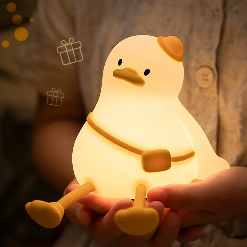 Cute Duck LED Night Light, Rechargeable 3 Level Dimmable Silicone Night Lights, Ambient Night Lights, Office Desk and Home Bedroom Lighting Decor, Perfect Gift For Family and Friend, Birthday gift
