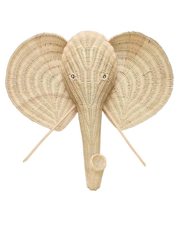 WorldBazzar HUGE Handmade 32" RATTAN ELEPHANT Wicker Head Wall Décor Home Trophy Animal Taxidermy Kids Room Sculpture