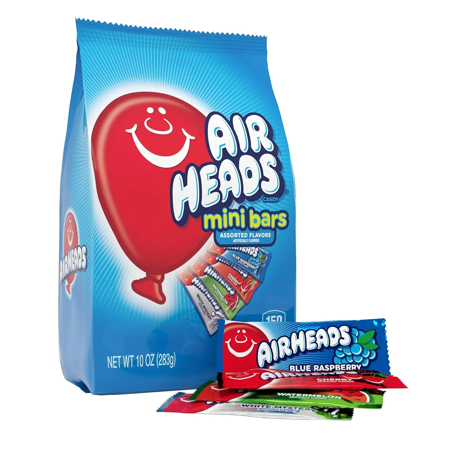 Airheads Mini Candy Bars, Taffy Variety Pack, Individually Wrapped Bulk Candy, Six Assorted Fruit Flavors Artificially Flavored, 10 oz Bag