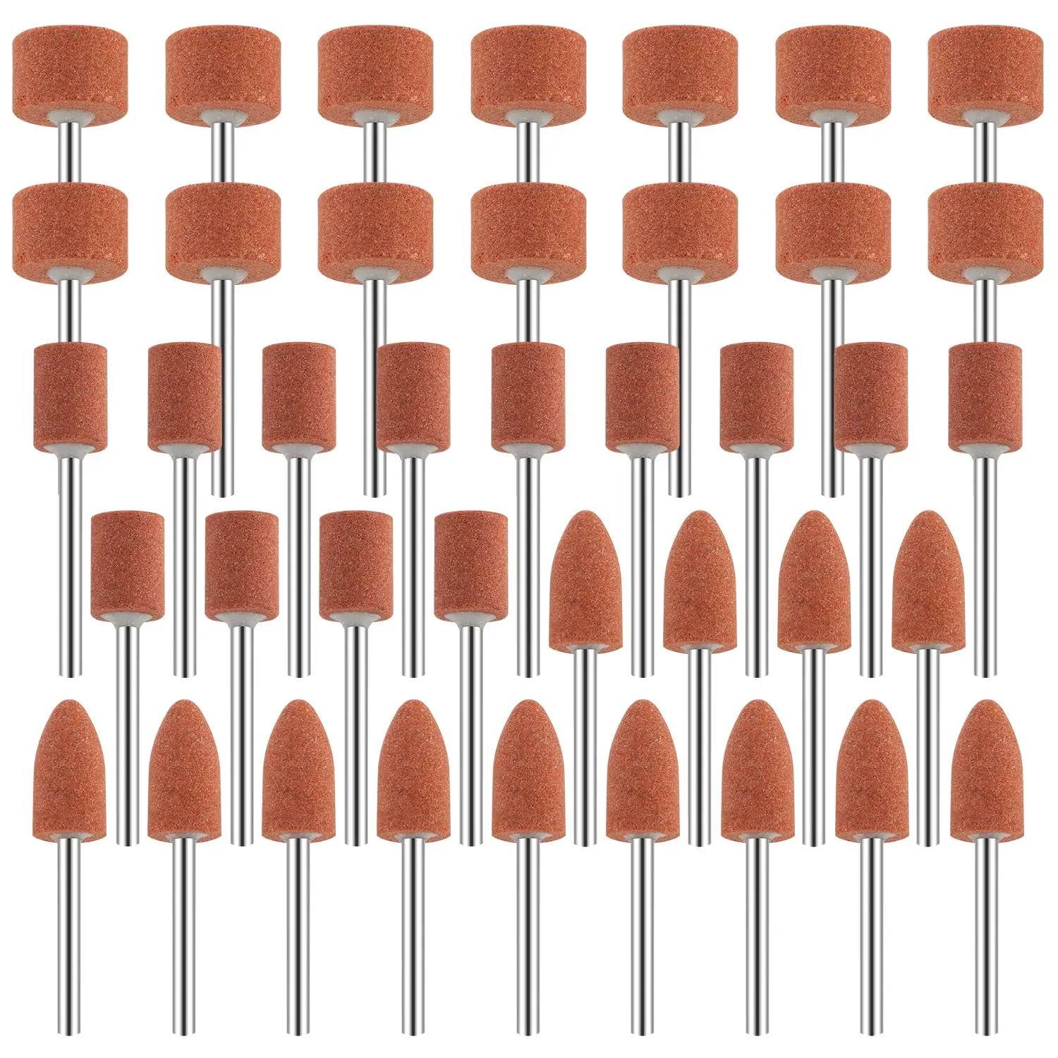 42Pcs Mounted Grinding Stone Bits for Dremel Rotary Tool, 1/8" Shank Aluminum Oxide Drill Bits, for Metal Surfaces Rust Removal & Smoothing, Shape Variety for Multiple Needs