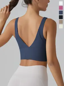 Women's Solid Color Sports Bra, Breathable Comfortable Sports Bra, Ladies Sportswear for Running Gym Yoga, Sporty Breathable Bras