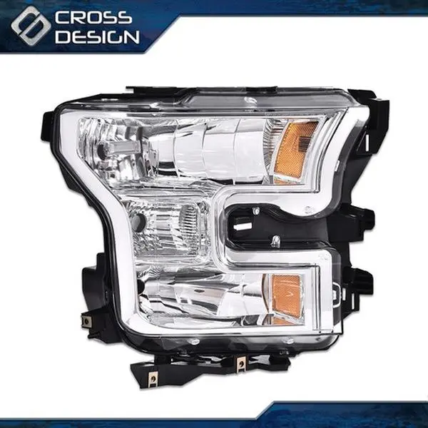 CROSSDESIGN Halogen Headlight Lamp Assembly - Car Exterior & Lighting Upgrade Part, Fit for 2015-2017 Ford F150 Passenger Side, Car Exterior Upgrade