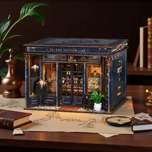 DIY Mini Book Corner Kit, 3D Wooden Puzzle House Model Set, Miniature Furniture, Desktop Decoration, Handmade Craft, Perfect Gift for Adults & Teens