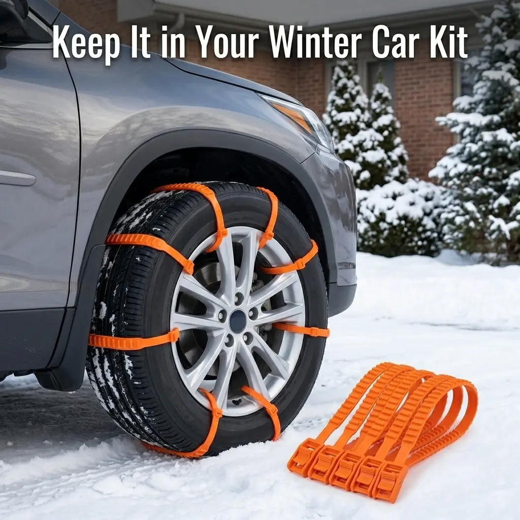 10-Pack Zip Tie Snow Chains, Orange Nylon Emergency Tire Traction Straps for Car SUV Truck, Snow Ice Mud 10Pcs Nylon Snow Tire Chains, Zip-Tie Anti-Skid Traction Straps for Cars SUVs Trucks on Snow Ice Mud Emergency Tire Traction Straps, Nylon Zip Tie