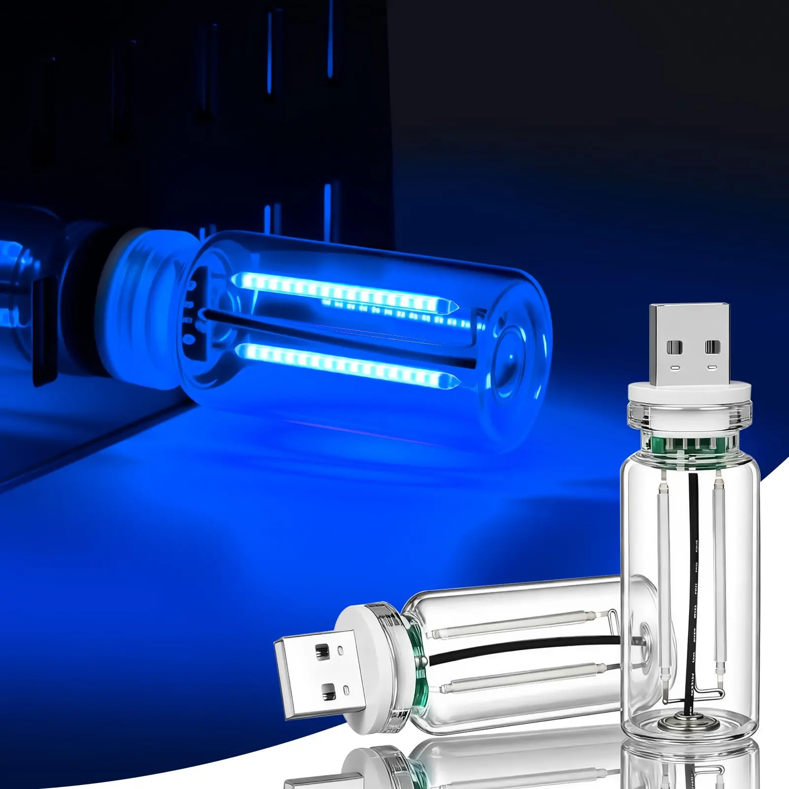 1 Pack Blue USB Ambient Light Touch-Control Dimmable Plug-in Vintage Glass Bottle LED Night Light Perfect for Bedrooms/Camping/Parties/Holiday Decorations Smartphones Red