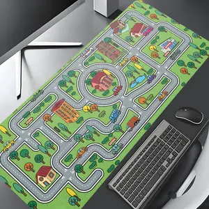 Fun Track Map Playmat Design Large Gaming Mouse Pad,Aesthetic Desktop Drotection Pad,Washable Rubber Pad Non-Slip Lock Edge Multi-Size Mouse Pad Suitable For Home Office,Good Gift for Family and friends,Desktop Accessory