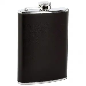Maxam 8 oz. Stainless Steel Flask with Black Wrap