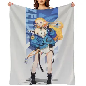 Zelda Fleece Throw Blanket For Women Men Winter Nap Elf Ear Princess Modern Poster Flannel Bed Blankets Office Camping Car Home Decor Travel Air Conditioned Quilt All Seasons Soft Bedding Throws Boys Girls Christmas Gift Super Cozy Blanket